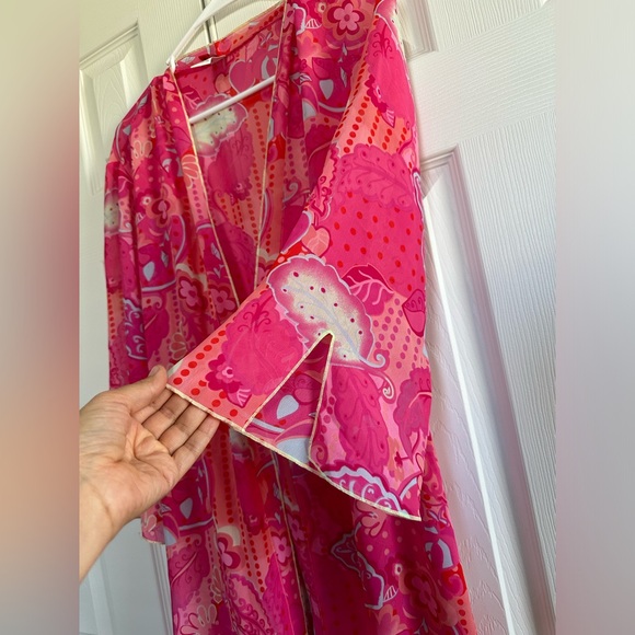 Josie Natori pink floral robe size small - Picture 4 of 7